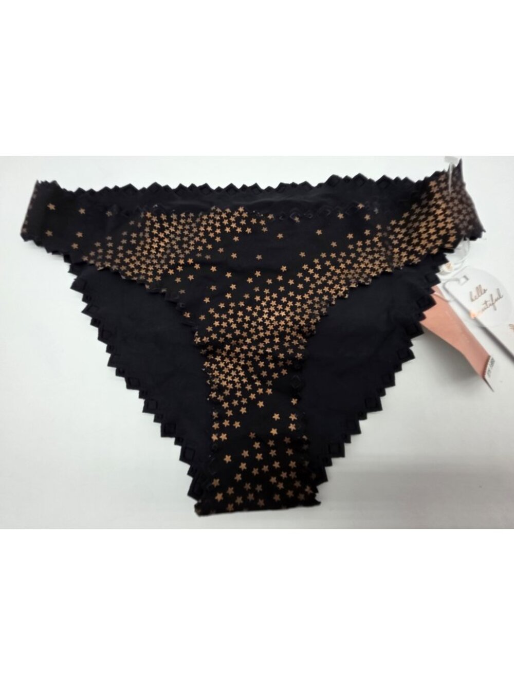 PilyQ Womens Bikini Bottom Size Small Black Gold Stars Reversible Swimsuit Swim